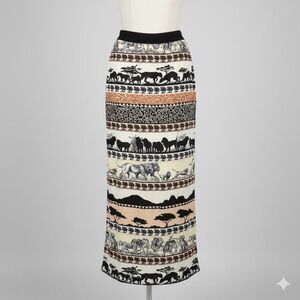 Vintage 90s Platinum by Dorothy Schoelen safari animal prints maxi skirt size 4